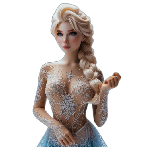 dress, 3d render, fantasy art, concept art, photorealistic, snow, woman, long transparent PNG cut-out