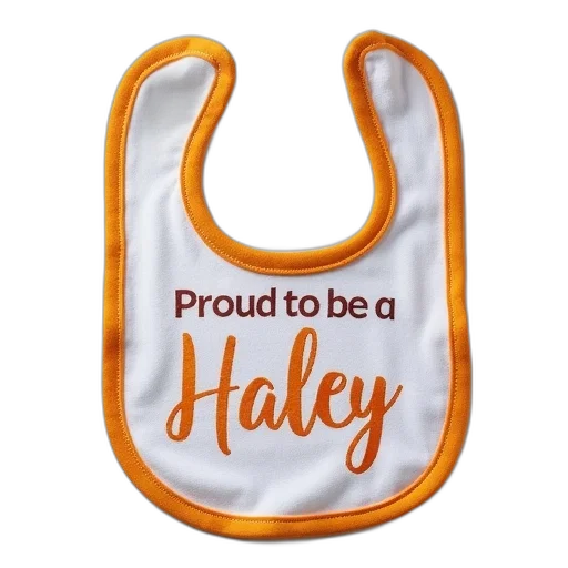 bib, text, reads, proud, haley transparent PNG cut-out