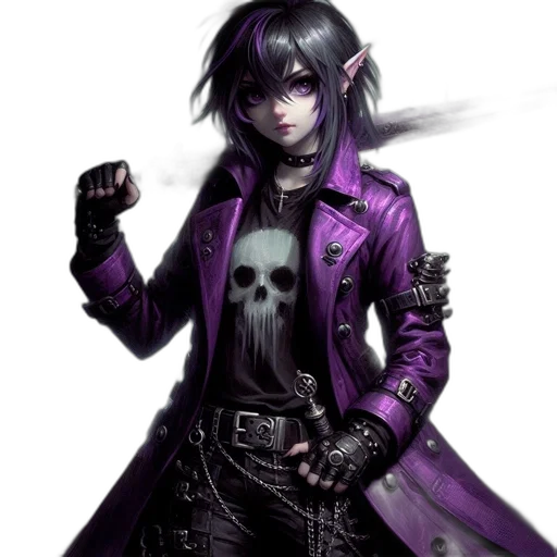 jacket, staff, weapon, fantasy art, concept art, cyberpunk, comic book art, dark transparent PNG cut-out