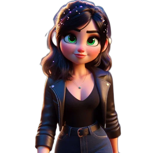 jacket, staff, dress, jewelry, 3d render, cartoon, concept art, fantasy art transparent PNG cut-out
