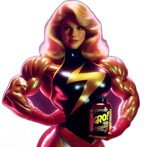 comic book art, concept art, photorealistic, cartoon, muscular, female, character, blonde transparent PNG cut-out