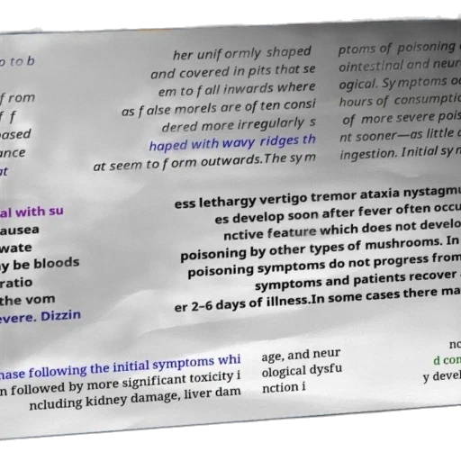 text-based, image, discussing, symptoms, poisoning, false, morels, including transparent PNG cut-out