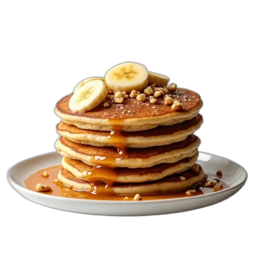 food, crown, photorealistic, stack, pancakes, generous, amount, caramel transparent PNG cut-out