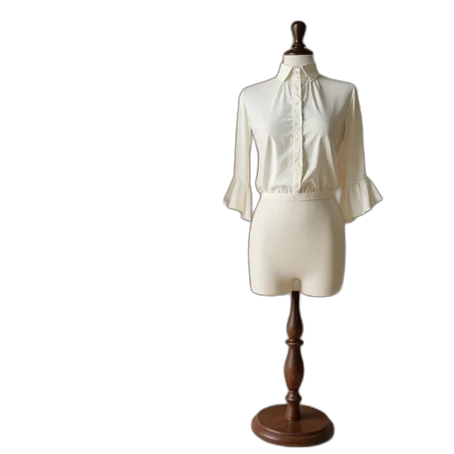 jacket, dress, staff, two, mannequins, wearing, cream, blouses transparent PNG cut-out