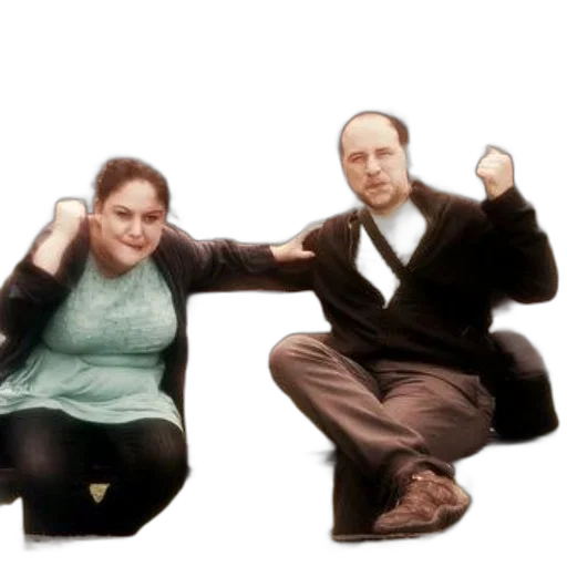 furniture, staff, two, people, sitting, bench, one, wearing transparent PNG cut-out