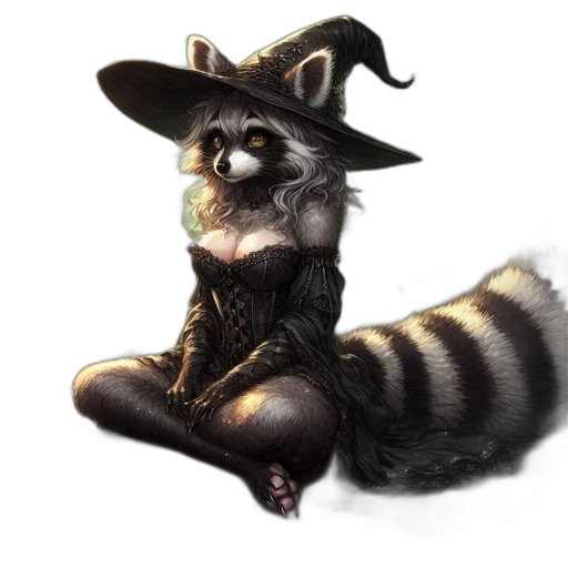 hat, animal, creature, staff, fantasy art, concept art, photorealistic, watercolor transparent PNG cut-out