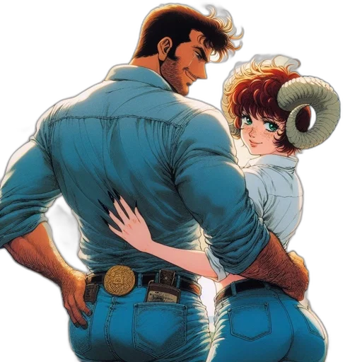 jacket, weapon, comic book art, concept art, anime, fire, man, woman transparent PNG cut-out