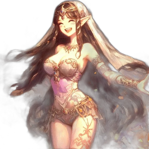 dress, crown, fantasy art, concept art, anime, watercolor, fire, golden transparent PNG cut-out