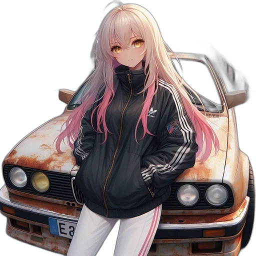 jacket, car, dragon, dress, anime, pixel art, concept art, cyberpunk transparent PNG cut-out