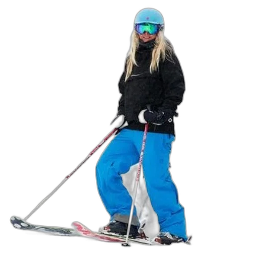staff, robot, jacket, woman, blue, pants, black, skiing transparent PNG cut-out