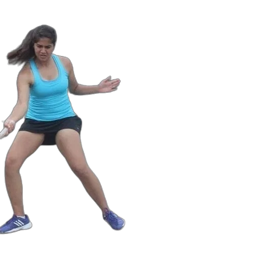 woman, blue, tank, top, black, skirt, playing, tennis transparent PNG cut-out
