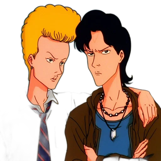cartoon, comic book art, anime, concept art, two, characters, stand, side-by-side transparent PNG cut-out