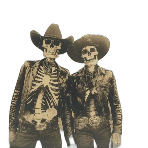 jacket, hat, two, skeletal, figures, dressed, leather, jackets transparent PNG cut-out