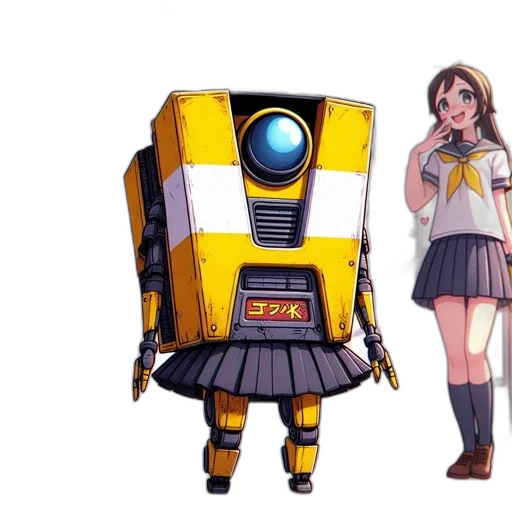 robot, concept art, pixel art, anime, comic book art, outer space, cheerful, school transparent PNG cut-out