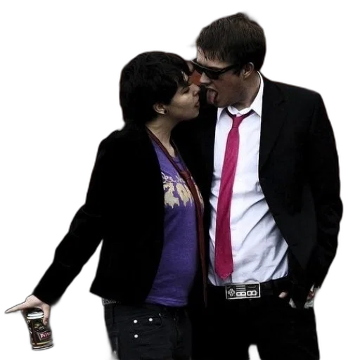 jacket, man, suit, pink, tie, woman, purple, shirt transparent PNG cut-out