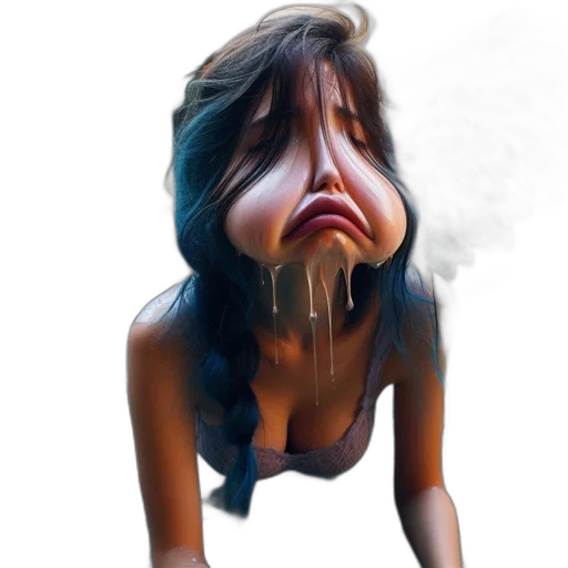 face, mask, creature, hair, photorealistic, concept art, 3d render, oil painting transparent PNG cut-out