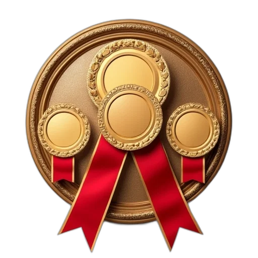 jewelry, crown, round, badge, set, four, awards, medals transparent PNG cut-out
