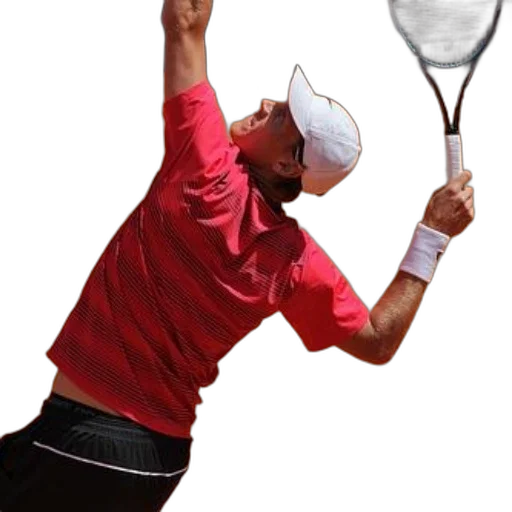 staff, hat, 3d render, tennis, player, red, shirt, white transparent PNG cut-out
