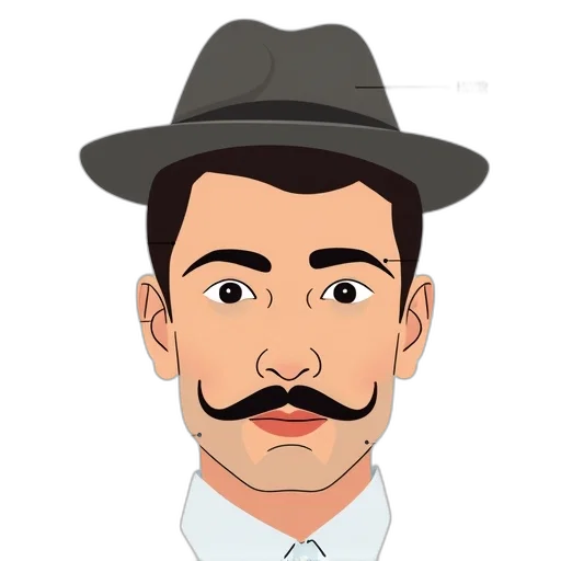hat, staff, face, cartoon, pixel art, comic book art, concept art, second transparent PNG cut-out