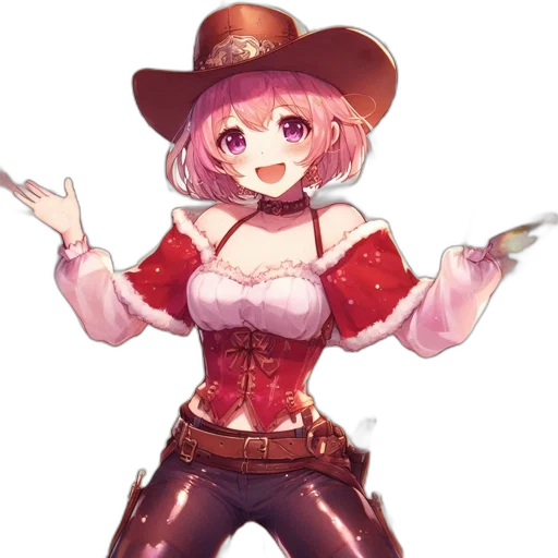 staff, hat, weapon, flower, anime, concept art, fantasy art, pixel art transparent PNG cut-out