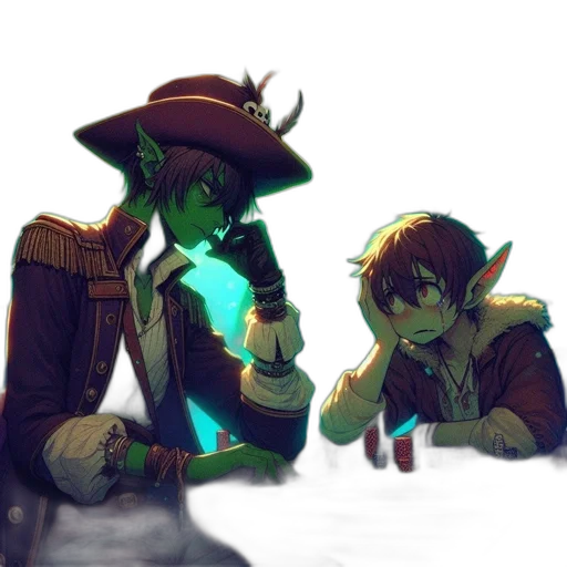 staff, hat, weapon, concept art, fantasy art, pixel art, anime, neon lights transparent PNG cut-out