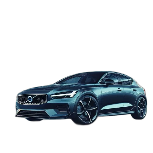 car, 3d render, photorealistic, concept art, sleek, metallic-toned, volvo-like, stands transparent PNG cut-out