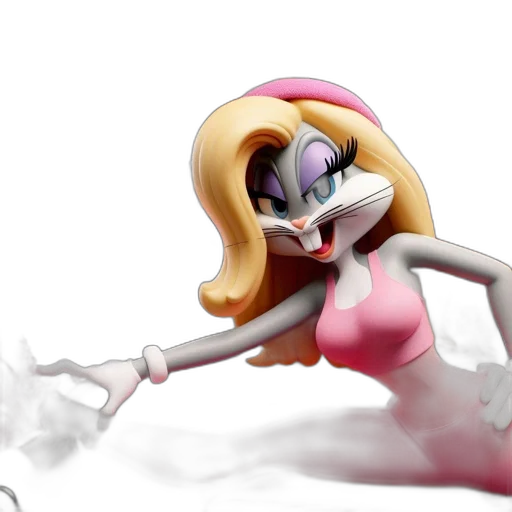 concept art, 3d render, comic book art, cartoon, lola, bunny, animated, character transparent PNG cut-out