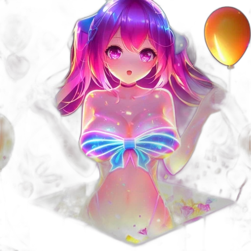 dress, mask, creature, crown, anime, 3d render, vaporwave, concept art transparent PNG cut-out