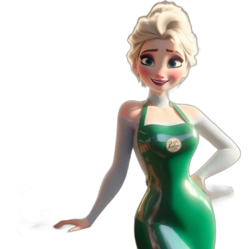 dress, 3d render, concept art, cartoon, fantasy art, green, elsa, frozen transparent PNG cut-out