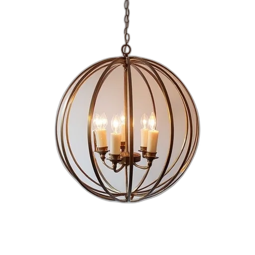 jewelry, 3d render, earth tones, modern, spherical, chandelier, metallic, finish transparent PNG cut-out