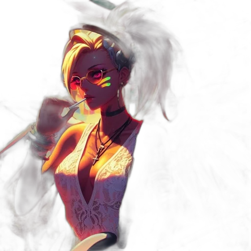 mask, dress, weapon, concept art, fantasy art, cyberpunk, comic book art, neon lights transparent PNG cut-out