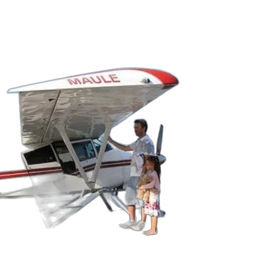 3d render, photorealistic, concept art, family, stands, next, maule, seaplane transparent PNG cut-out