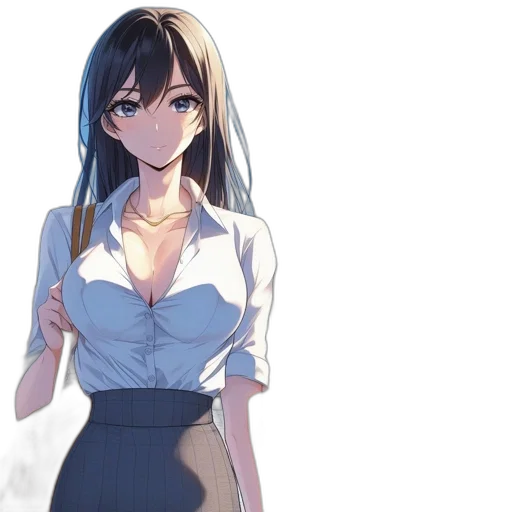 dress, staff, anime, concept art, cartoon, fantasy art, blue, monochrome transparent PNG cut-out