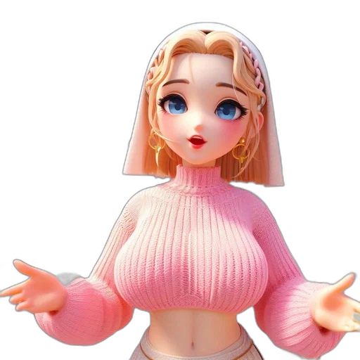 dress, jacket, robot, creature, 3d render, vaporwave, concept art, anime transparent PNG cut-out