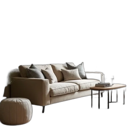 furniture, 3d render, photorealistic, earth tones, monochrome, dark, golden, packages transparent PNG cut-out