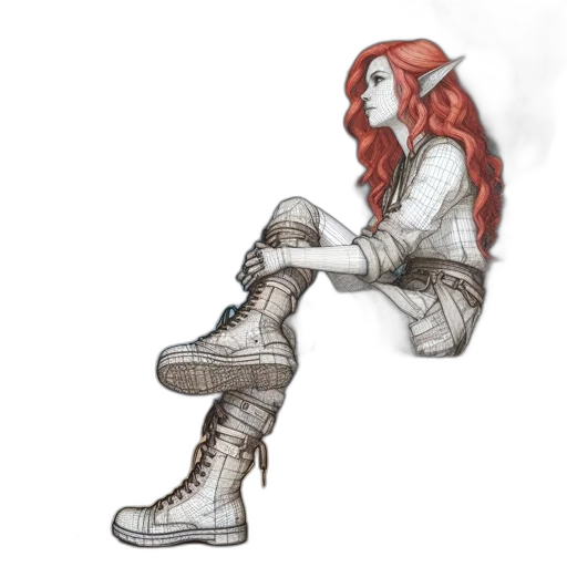 shoes, jacket, staff, sword, concept art, comic book art, fantasy art, watercolor transparent PNG cut-out