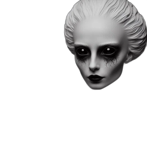 mask, face, creature, hair, photorealistic, pixel art, concept art, 3d render transparent PNG cut-out