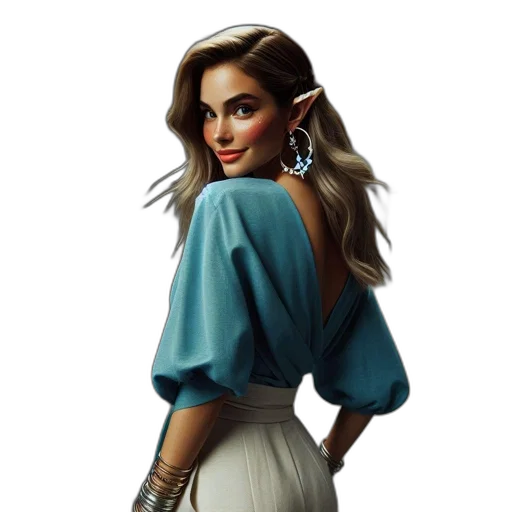 dress, jewelry, staff, face, fantasy art, concept art, photorealistic, oil painting transparent PNG cut-out