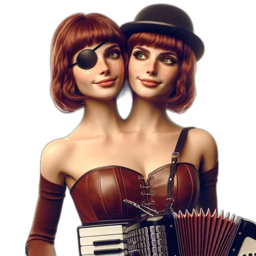 photorealistic, concept art, 3d render, fantasy art, two, female, figures, identical transparent PNG cut-out