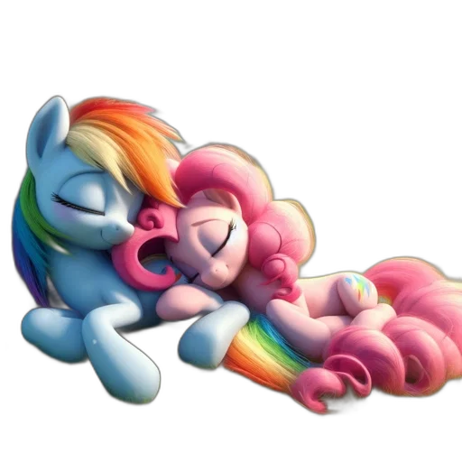 pastel, colorful, two, ponies, one, rainbow-colored, pink, rest transparent PNG cut-out