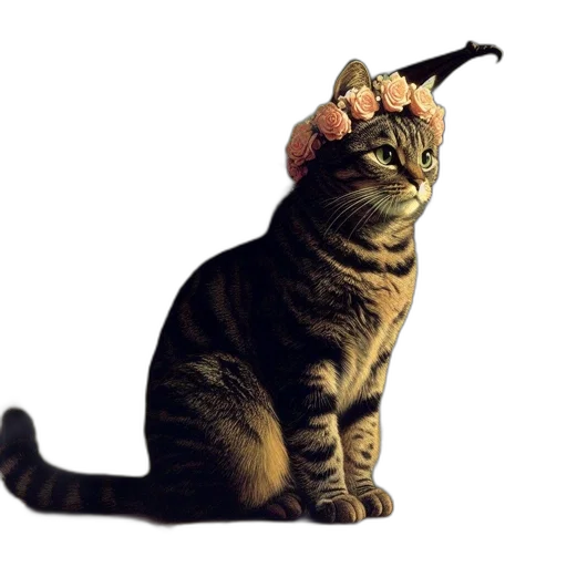staff, animal, hat, weapon, photorealistic, concept art, 3d render, cat transparent PNG cut-out