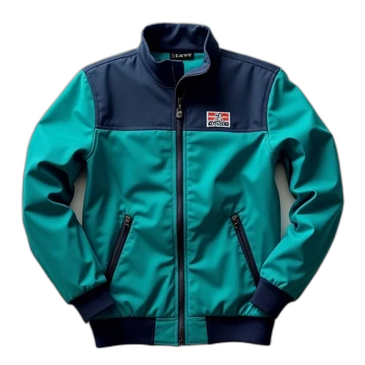 jacket, vaporwave, blue, green, colorful, teal, navy, zipper transparent PNG cut-out