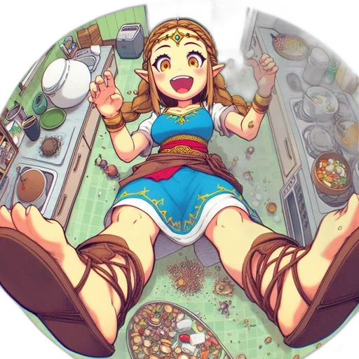 food, pixel art, anime, concept art, comic book art, animated, female, character transparent PNG cut-out
