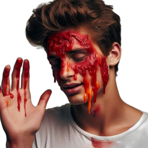 face, photorealistic, young, man, distressed, look, reddened, possibly transparent PNG cut-out