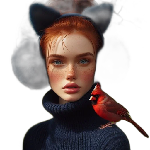 mask, animal, face, hat, fantasy art, concept art, photorealistic, oil painting transparent PNG cut-out