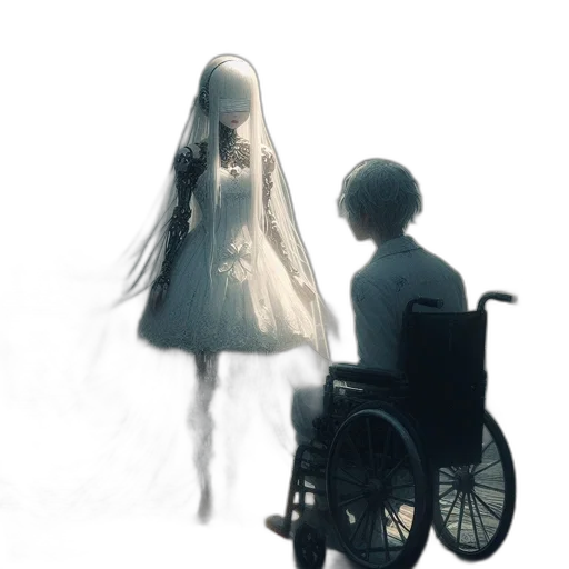 dress, robot, umbrella, creature, concept art, anime, 3d render, pixel art transparent PNG cut-out