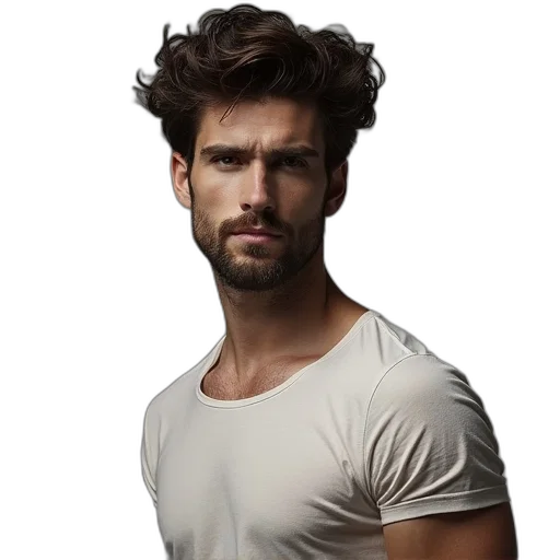 hair, face, jacket, staff transparent PNG cut-out