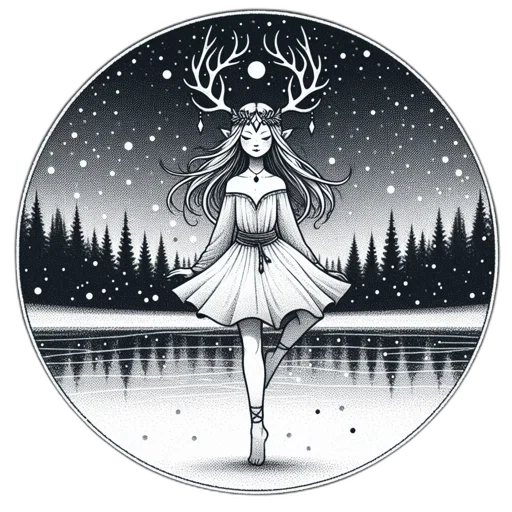 crown, fantasy art, concept art, pixel art, comic book art, snow, forest, night transparent PNG cut-out