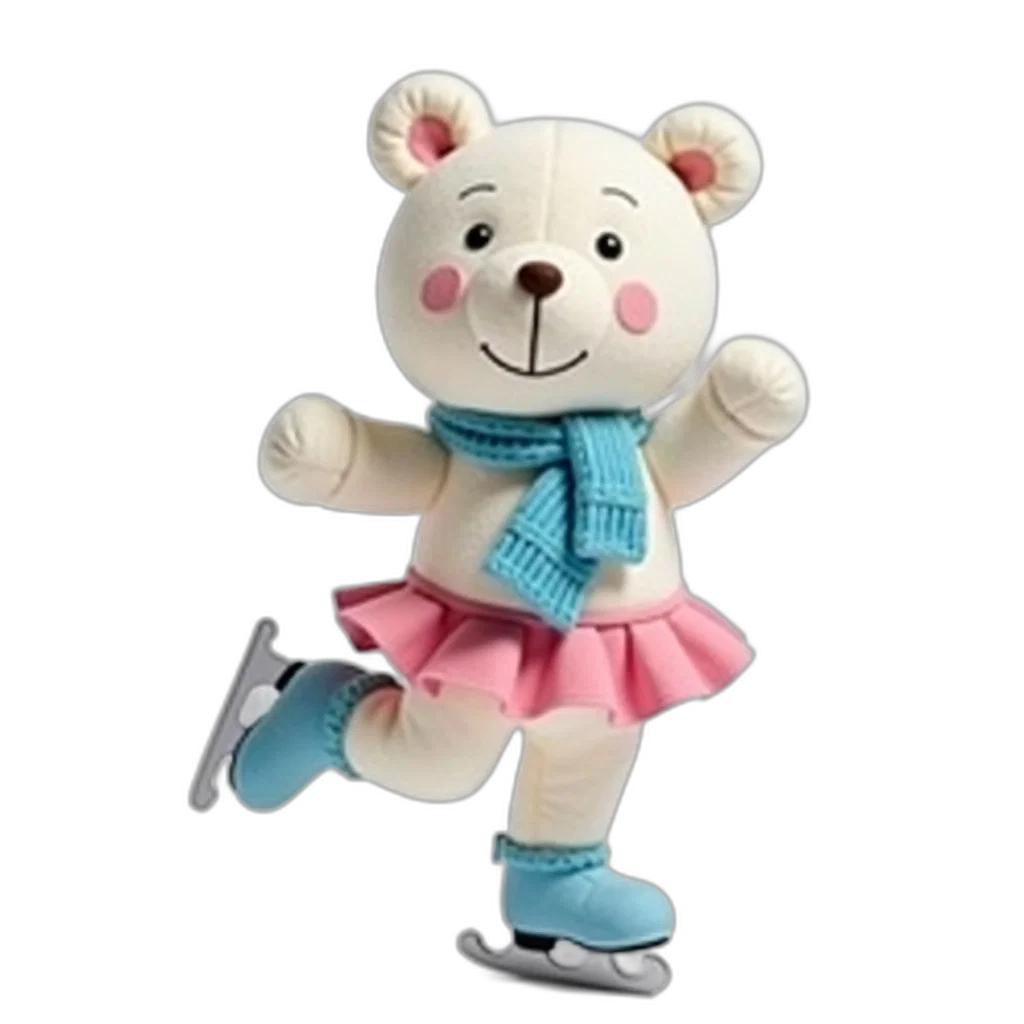 staff, 3d render, concept art, plush, toy, white, bear, blue transparent PNG cut-out