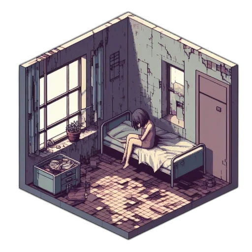 furniture, robot, dress, umbrella, pixel art, concept art, anime, cyberpunk transparent PNG cut-out